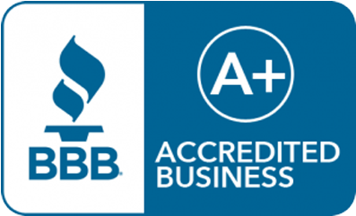 A bbb accredited business seal next to an a + rating.