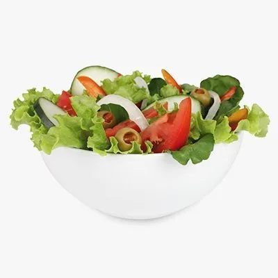 A bowl of salad with lettuce, tomatoes and cucumber.